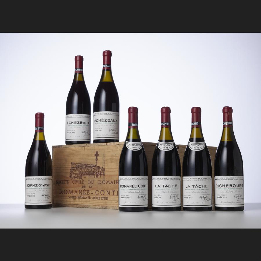 7 bouteilles assorties 1992 Domaine de la Romanée-Conti