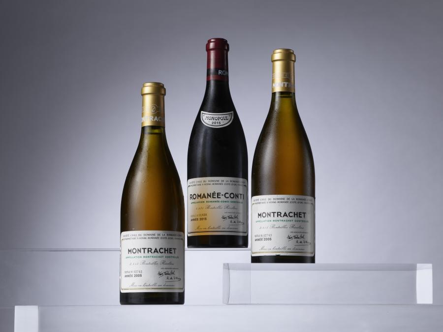 1 bouteille Romanée-Conti 2015 et 2 bouteilles Montrachet 2005