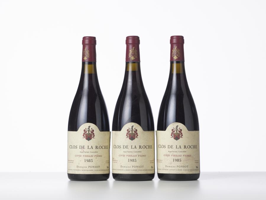 3 bouteilles Clos de la Roche Vieilles Vignes 1985 Domaine Ponsot